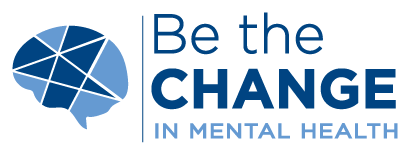 Be the Change in Mental Health logo with brain graphic to represent mental health